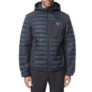 Merrell‎ Men's Hooded Mixed Media Puffer Softshell Jacket, Black, XL